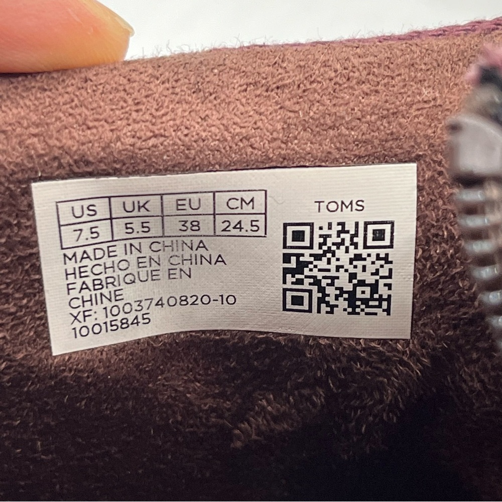 Toms Women's Loren Suede/Metallic Block Heel Ankle Bootie Burgundy 7.5 - Picture 6 of 8